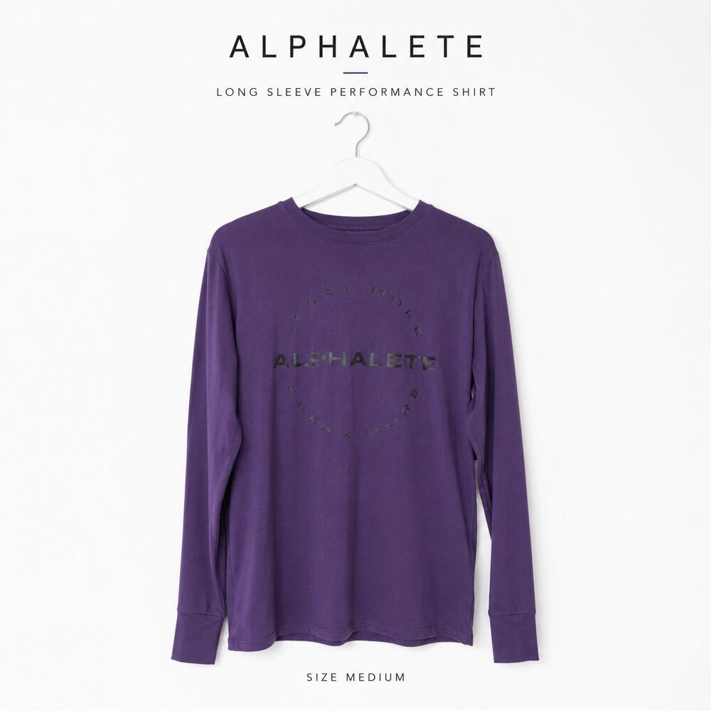 Alphalete Purple Long Sleeve Performance Shirt Medium Athletic Training Top